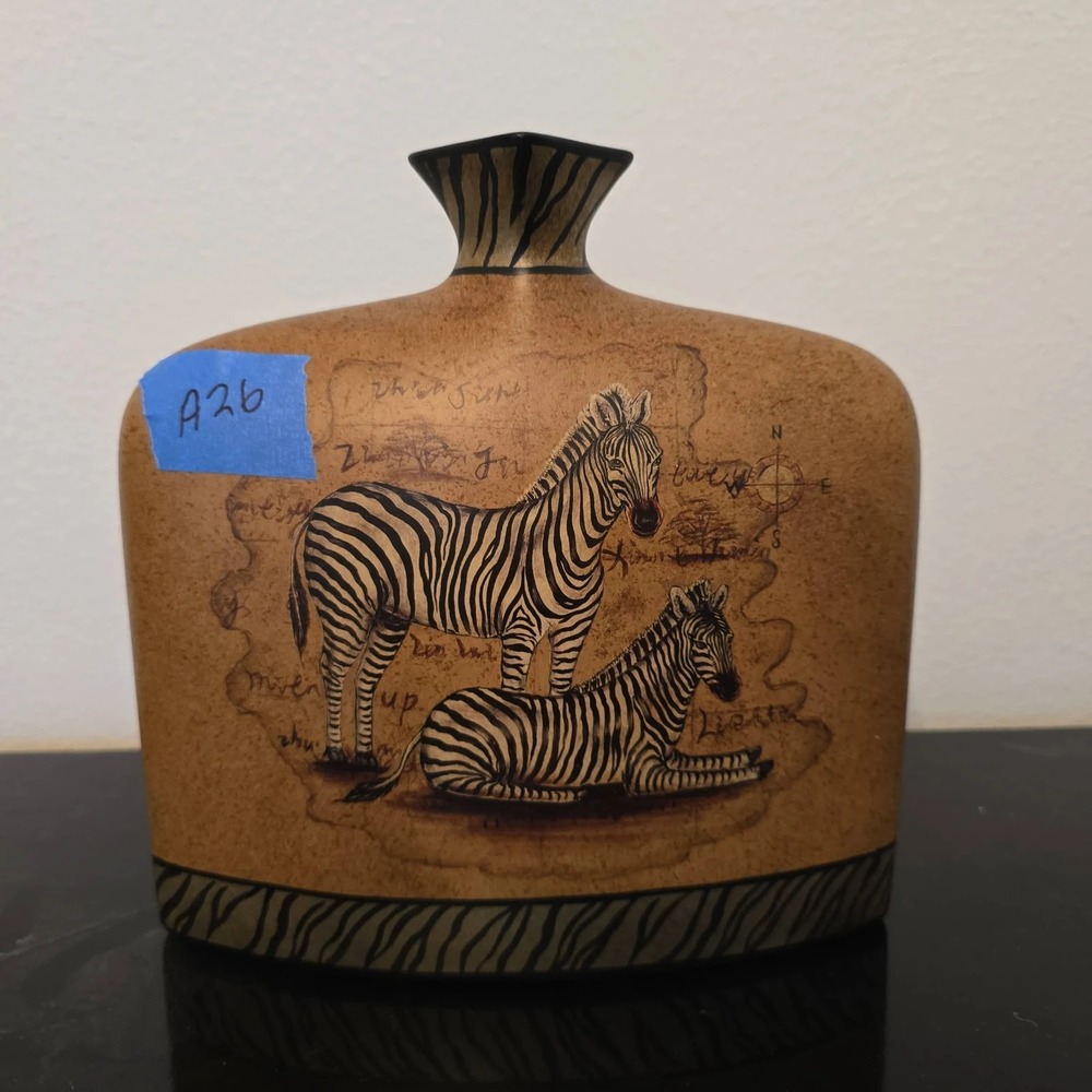 Zebra Vase Decor 10"h X 10"w X 3"w